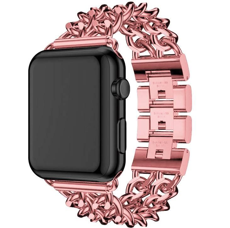 Apple Watch Cowboy bandje - staal - rose rood