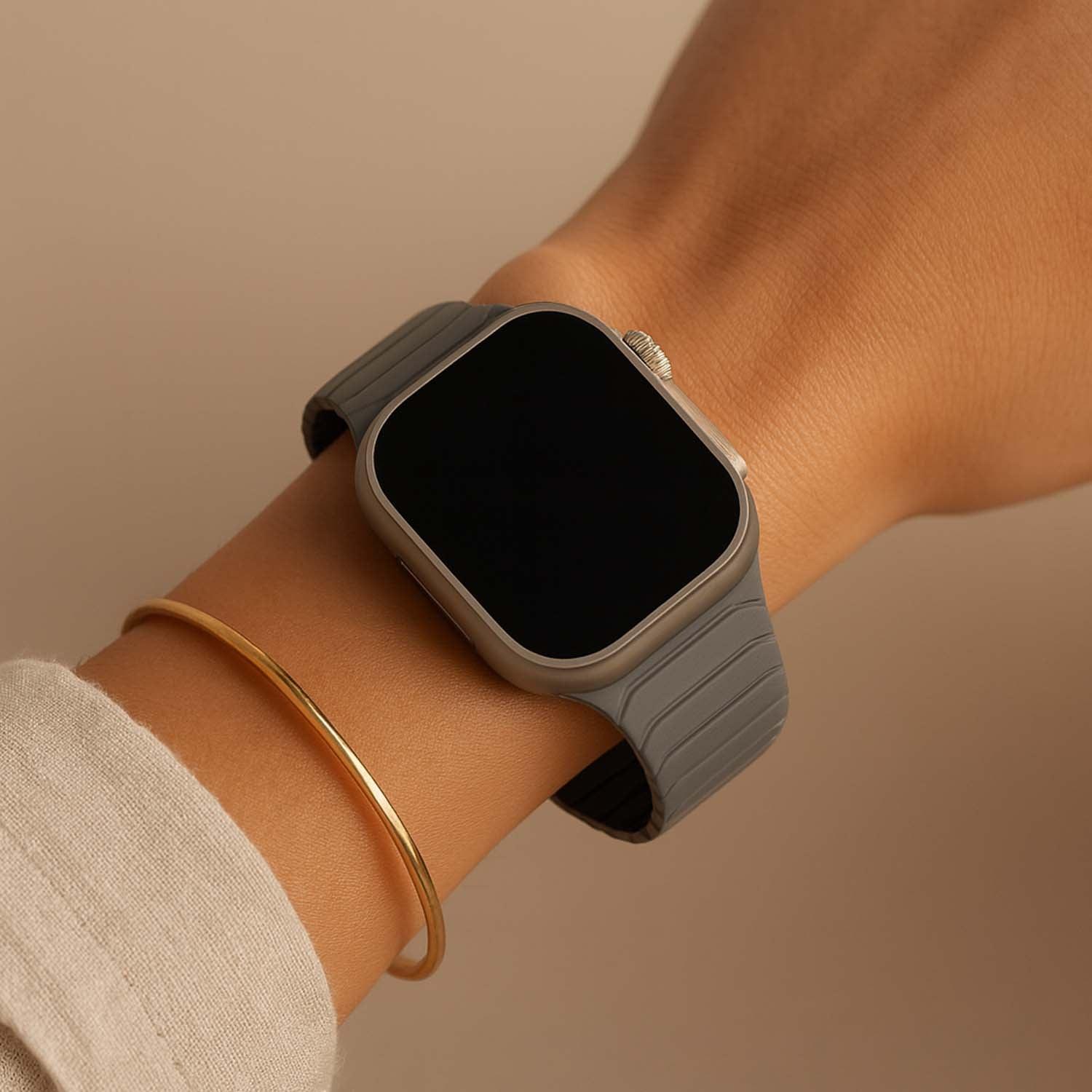 Bracelet pour Apple Watch Vetra - silicone - gris noir