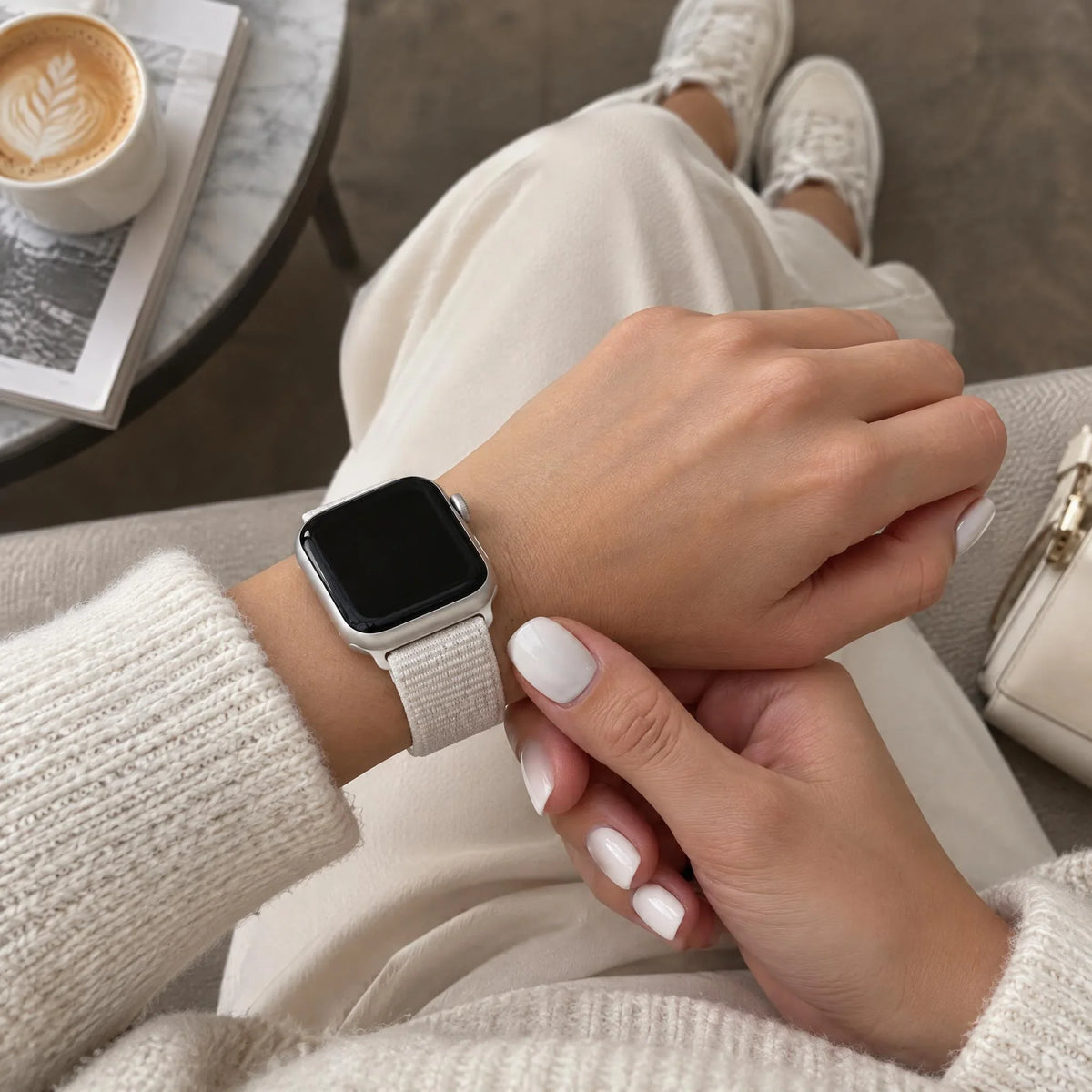 Bracelet Apple Watch Flyne - tissé - nylon - lumière stellaire