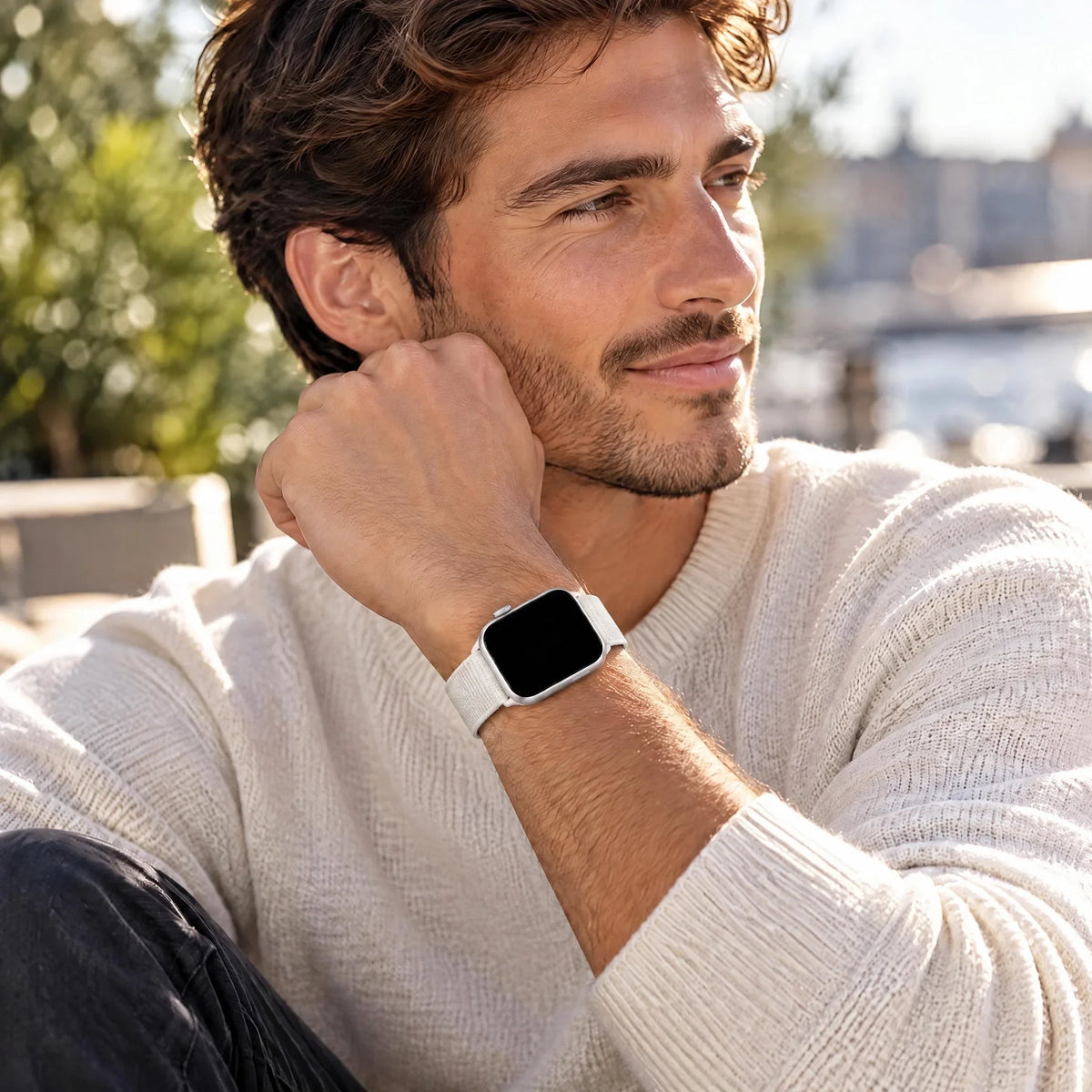 Bracelet Apple Watch Flyne - tissé - nylon - lumière stellaire