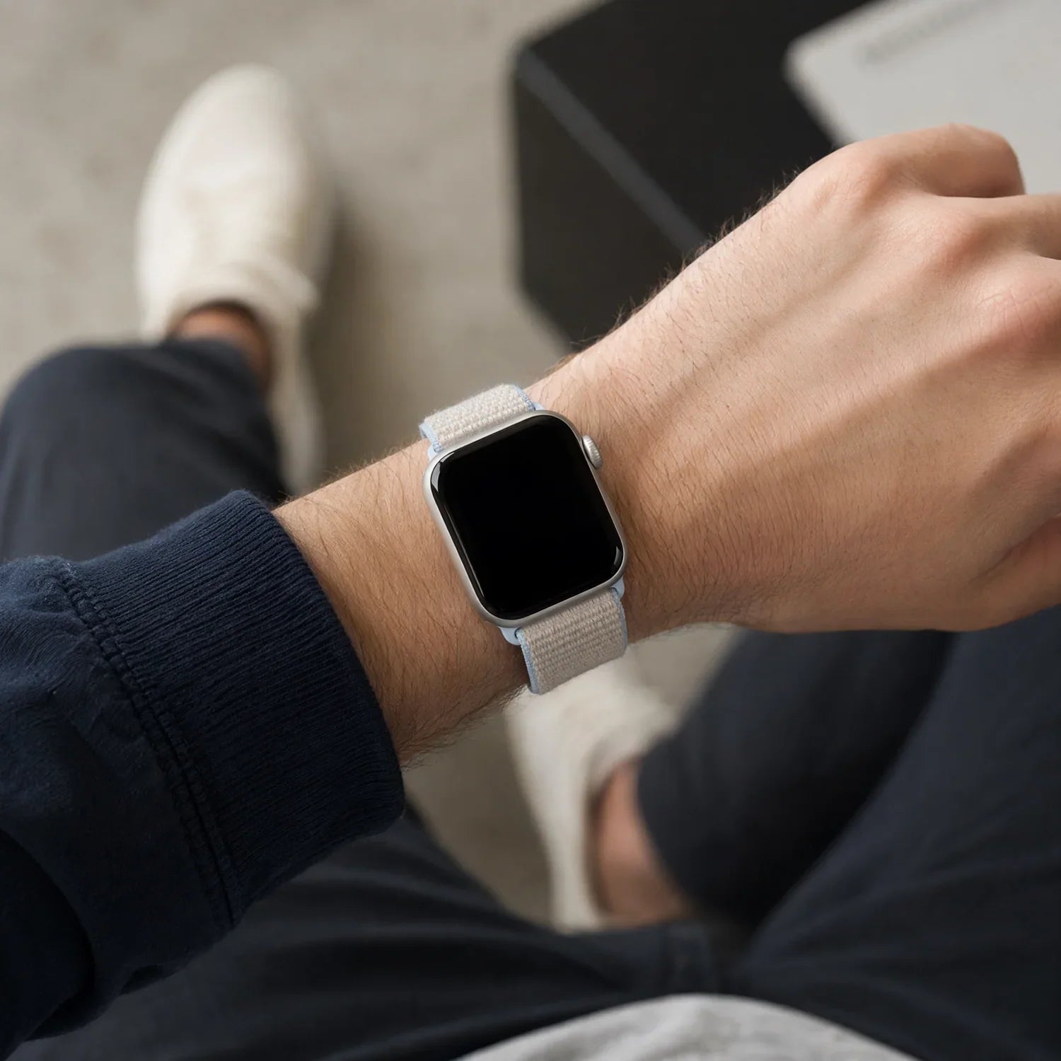 Bracelet Apple Watch Flyne - tissé - nylon - bleu brume
