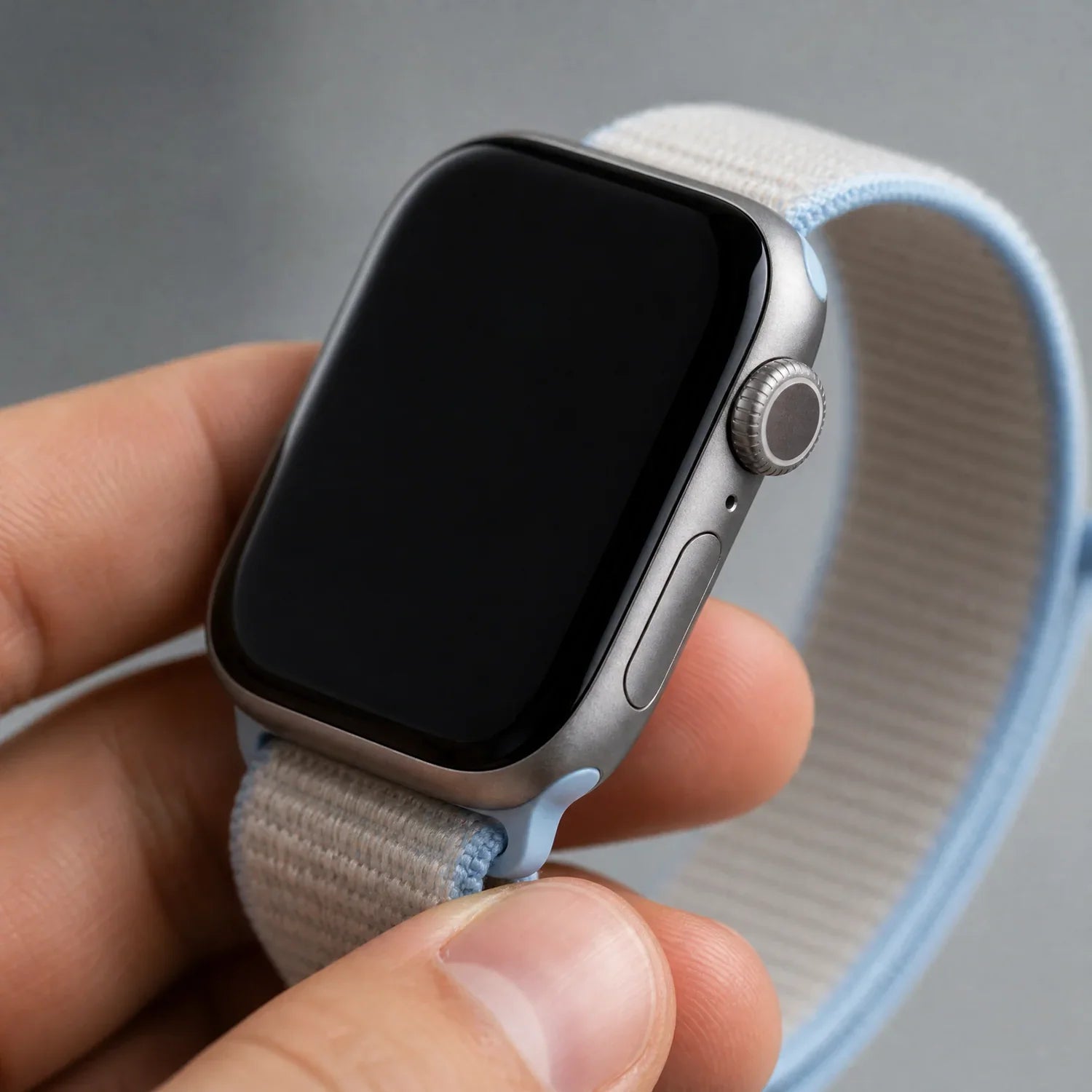 Bracelet Apple Watch Flyne - tissé - nylon - bleu brume
