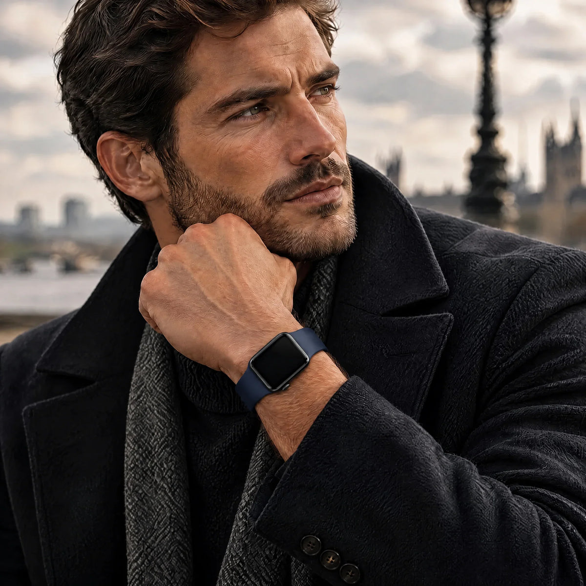 Apple Watch bandje Ovaro - siliconen - Denim blauw