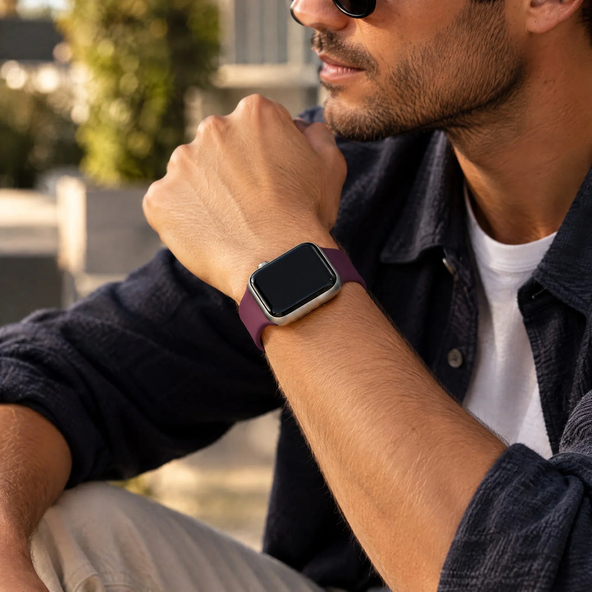 Bracelet Apple Watch Ovaro - silicone - mûre