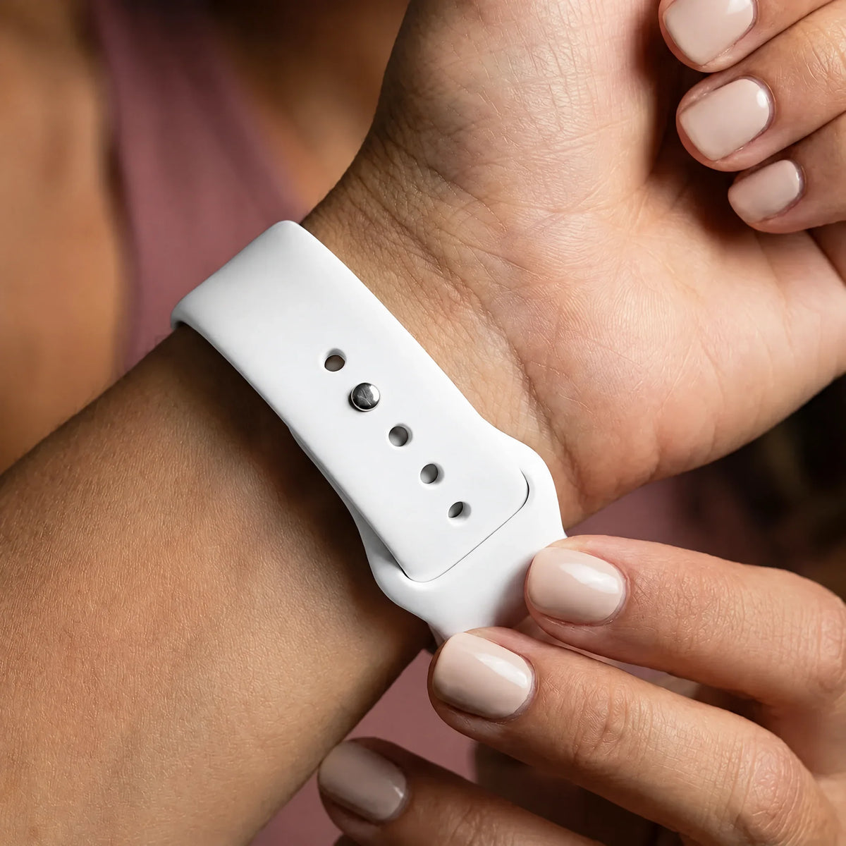 Bracelet Apple Watch Ovaro - silicone - blanc