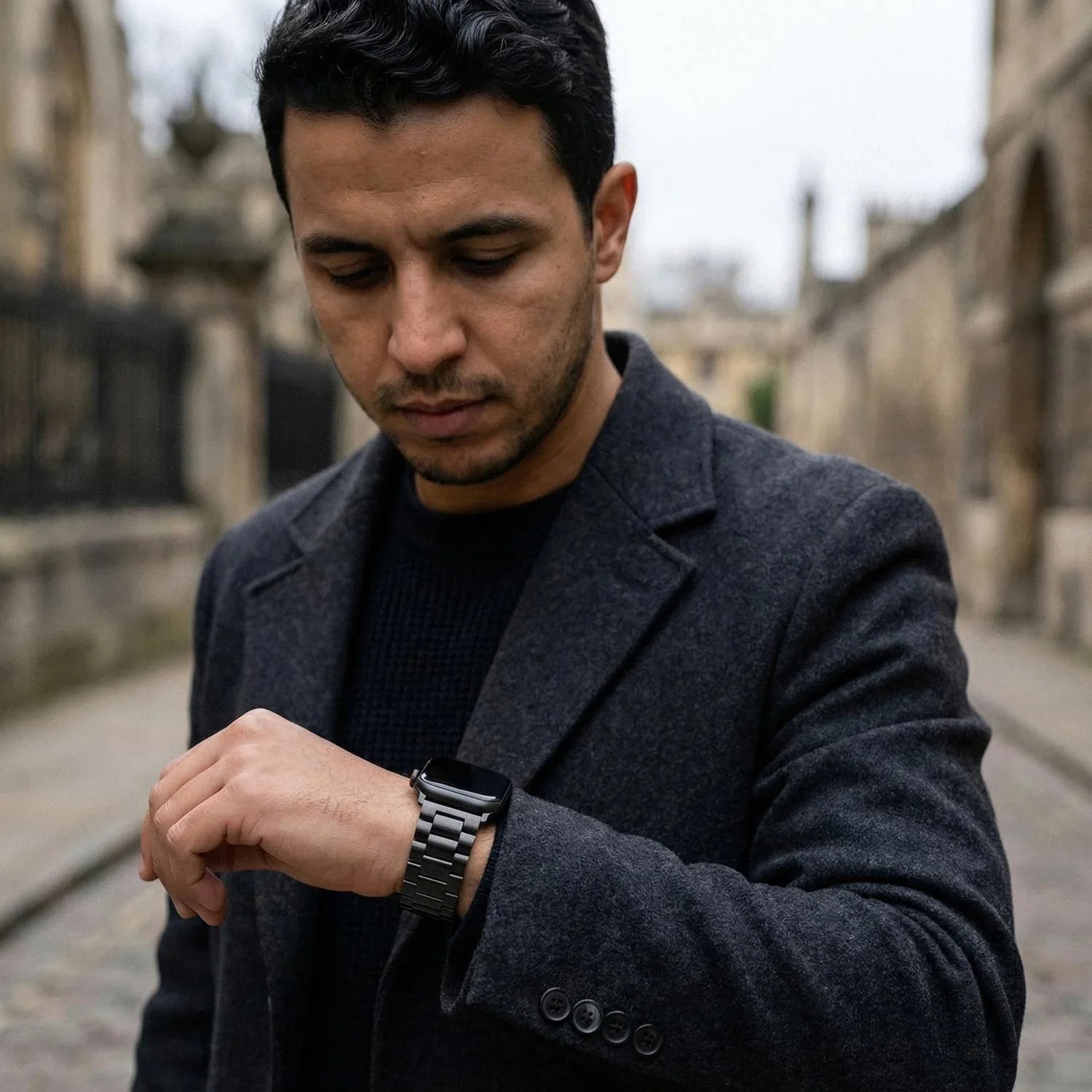 Apple Watch bandje Rivaro - staal - zwart