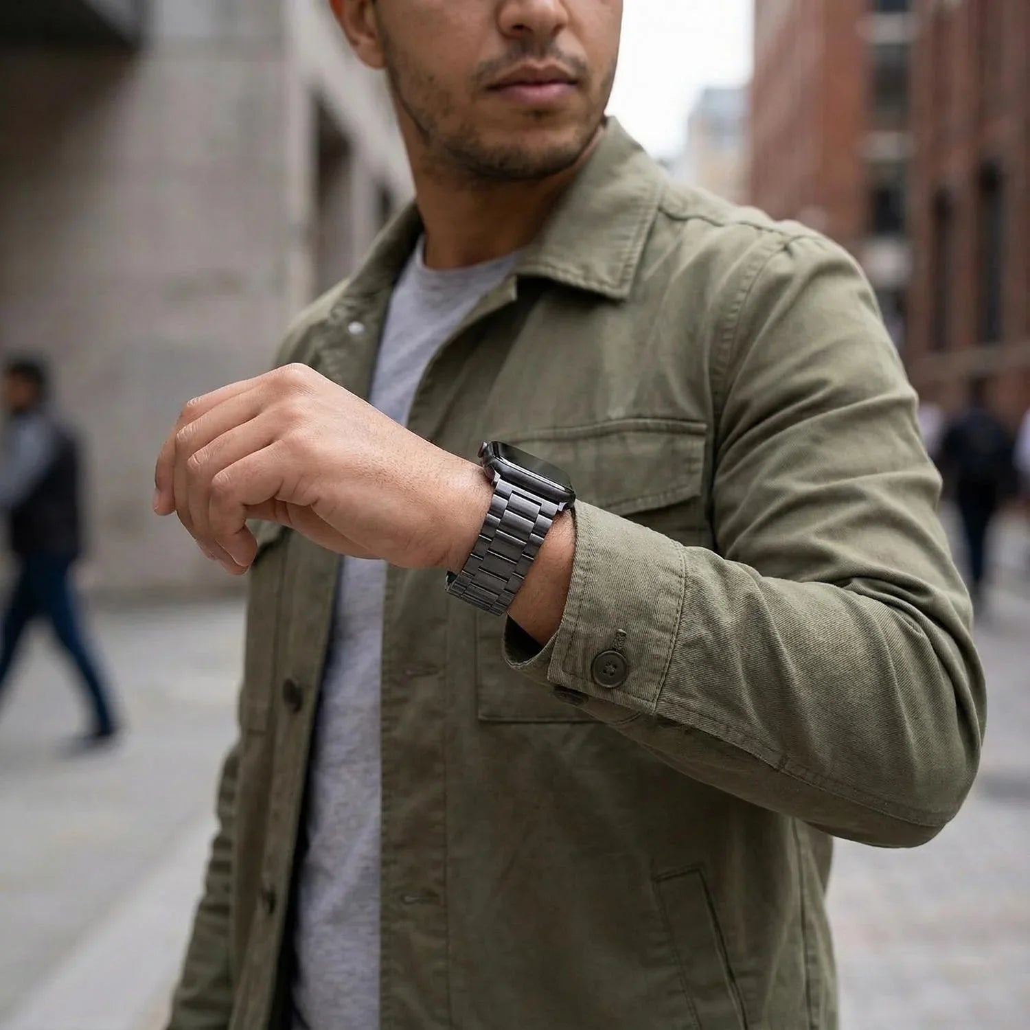 Apple Watch bandje Rivaro - staal - zwart