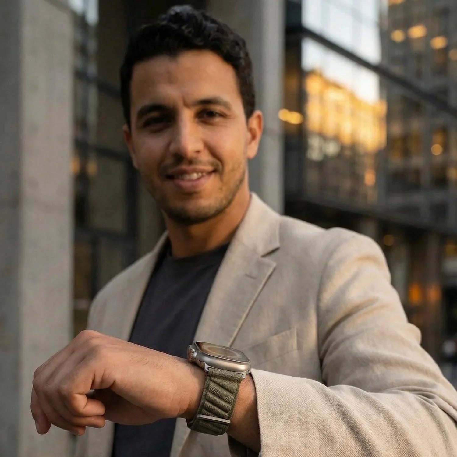 Apple Watch bandje Averro - nylon - titanium grijs
