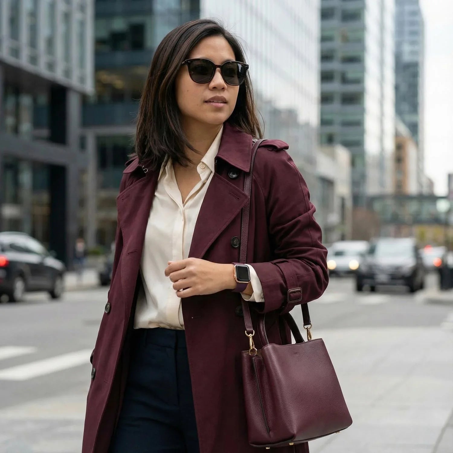Apple Watch bandje Vyon - siliconen - Donkere kers