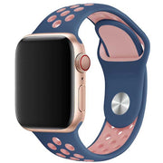 Bracelet Apple Watch Stryde - double - silicone - bleu rose