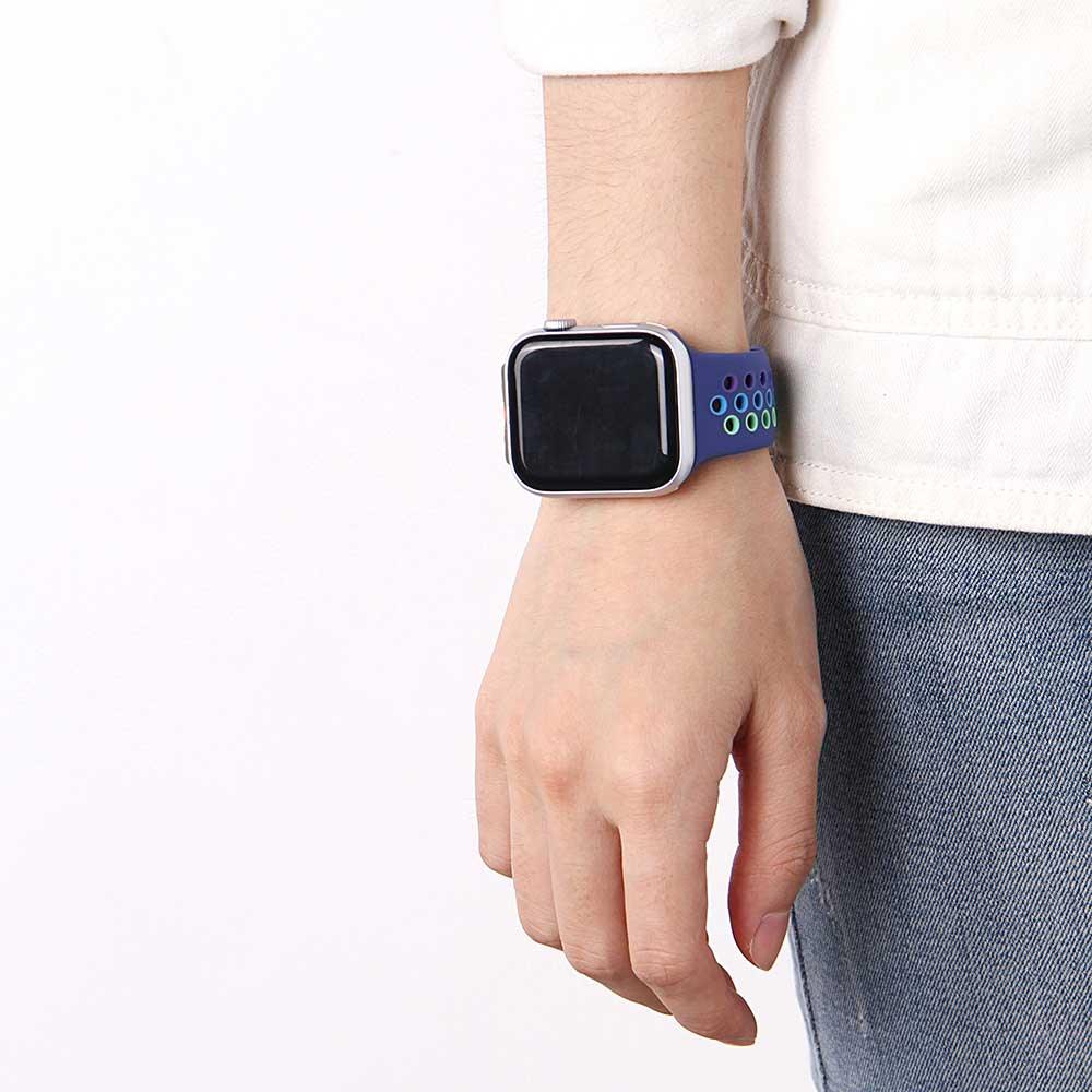 Bracelet Apple Watch Fusion - double - silicone - violet coloré