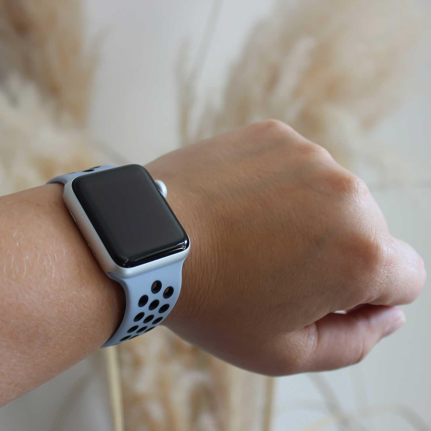 Apple Watch bandje - dubbel - siliconen - mist zwart