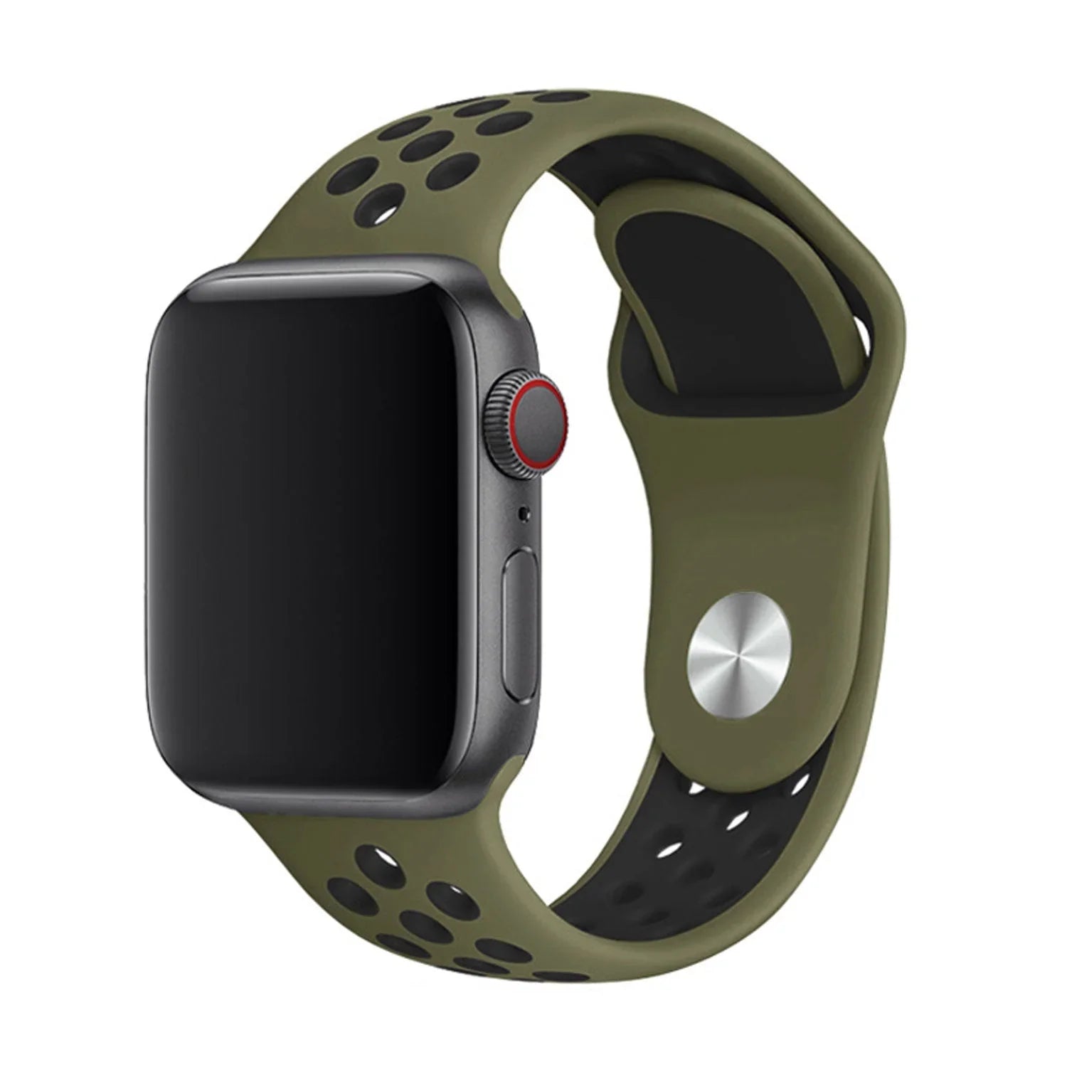 Apple Watch bandje - dubbel - siliconen - olijf zwart