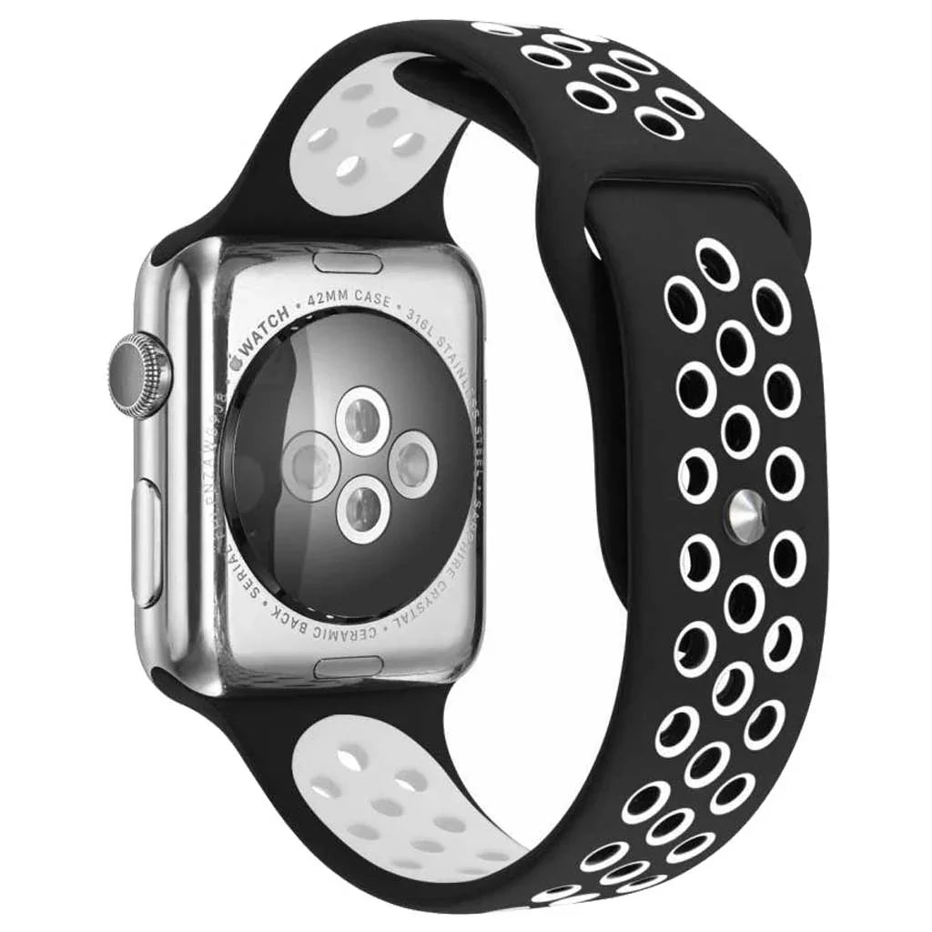 Apple Watch bandje Stryde - dubbel - siliconen - zwart wit