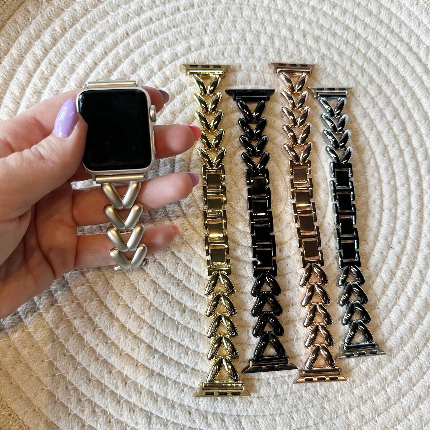 Apple Watch bandje Lisa - staal - zwart