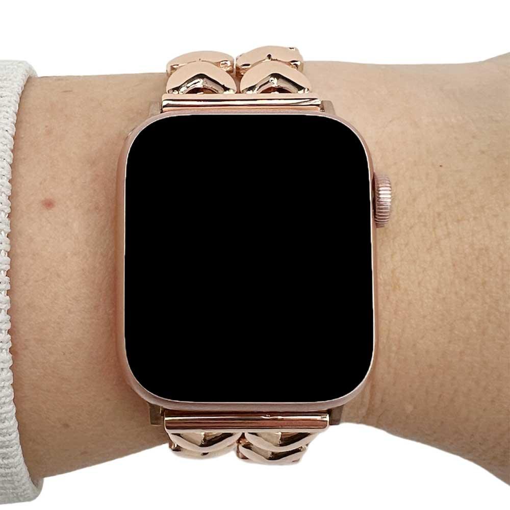 Apple Watch bandje Hart - staal - schakel band - rose goud