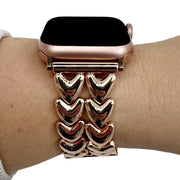 Apple Watch bandje Hart - staal - schakel band - rose goud