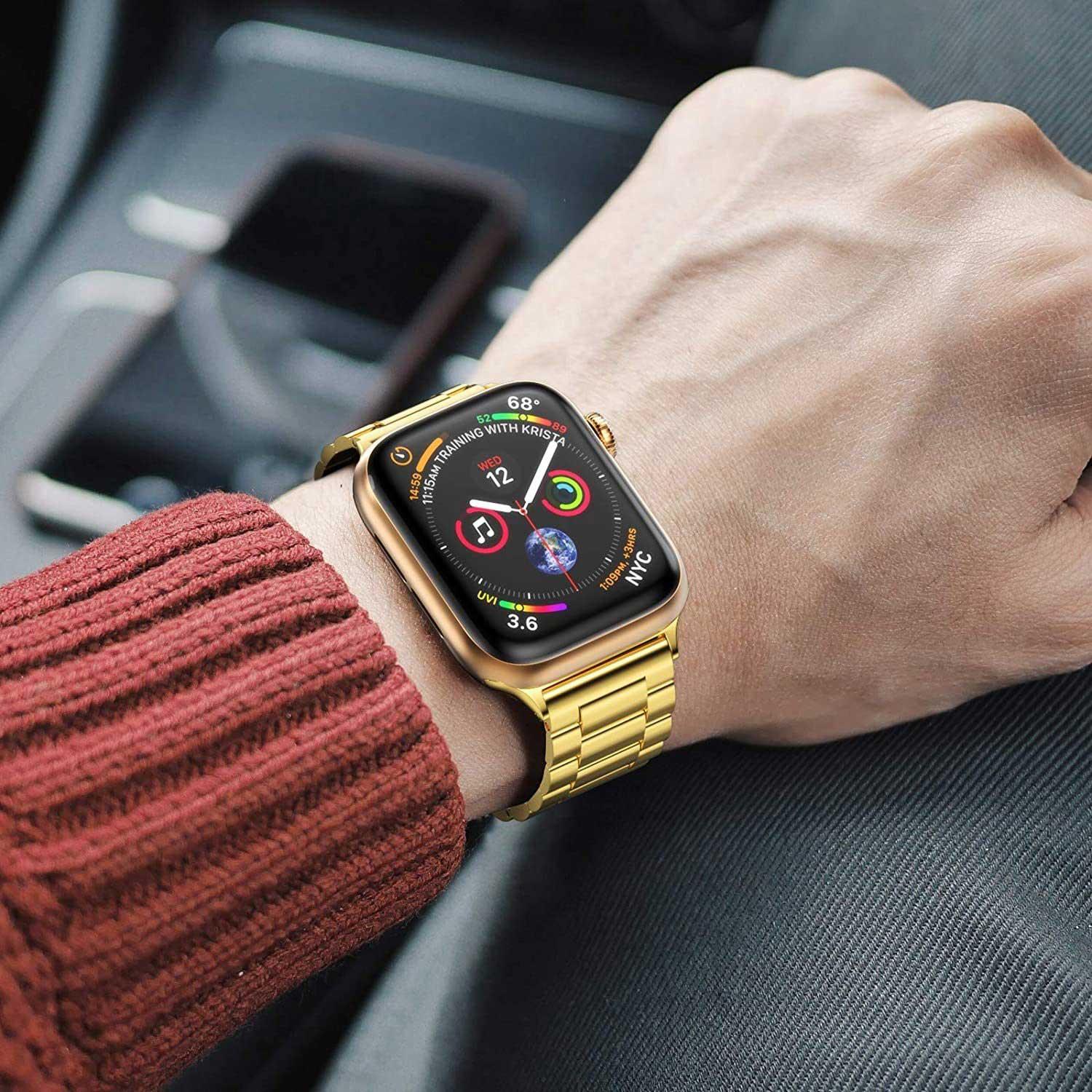 Bracelet de montre Apple Rivaro - Acier - Or