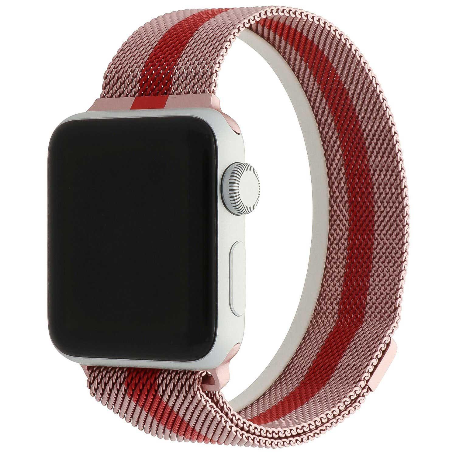 Apple Watch bandje Solaro - milanese - rose rood gestreept