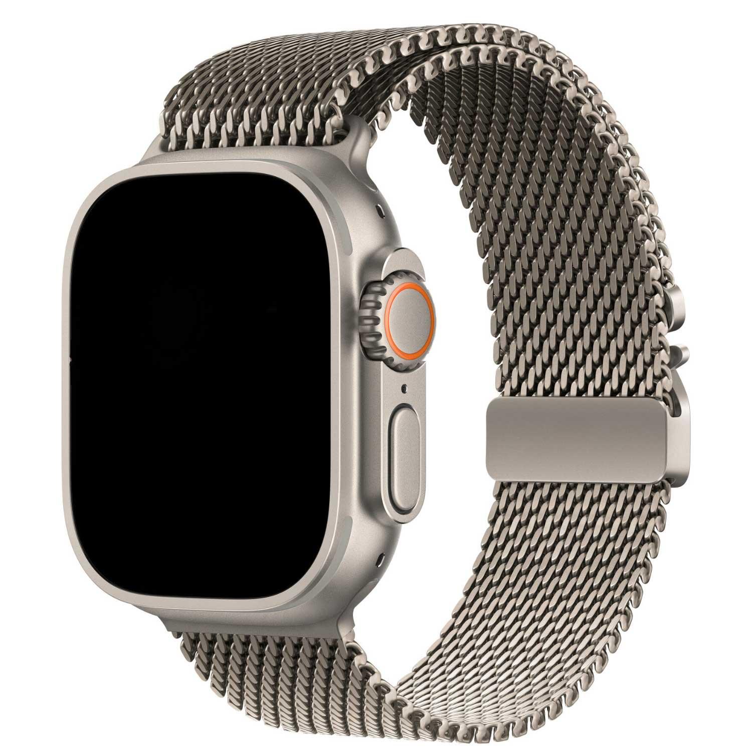 Apple Watch bandje Dominus - milanese - naturel titanium