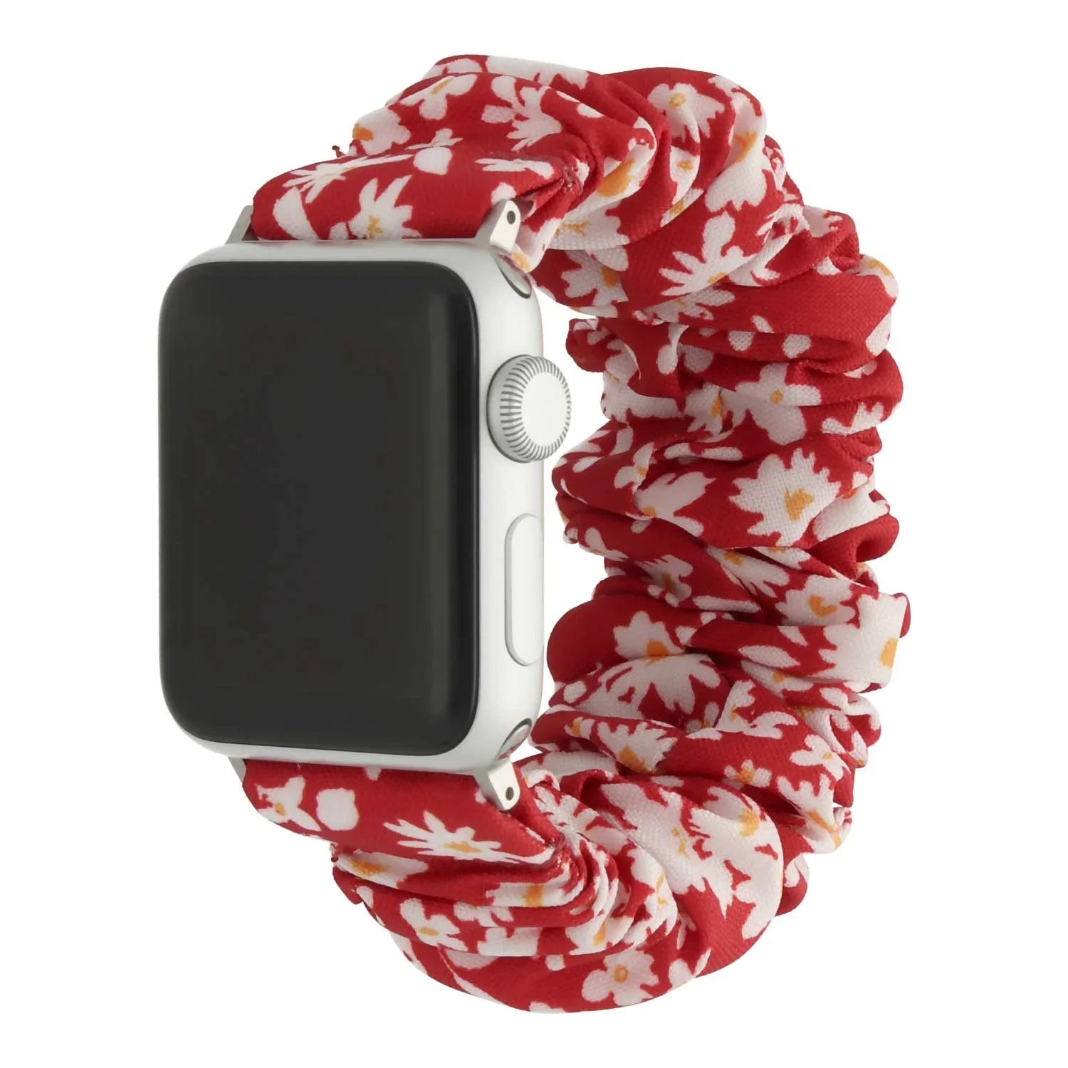 Apple Watch bandje Bloomsy - scrunchie - nylon - bloemen rood
