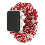 Apple Watch bandje Bloomsy - scrunchie - nylon - bloemen rood