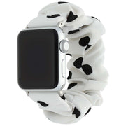 Apple Watch bandje Savara - scrunchie - nylon - wit met zwarte stippen