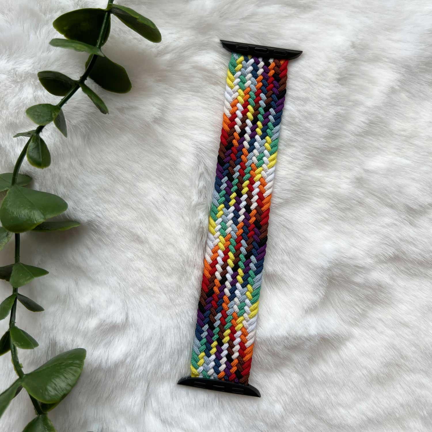 Apple Watch bandje - nylon - gevlochten solo - kleurrijk fel
