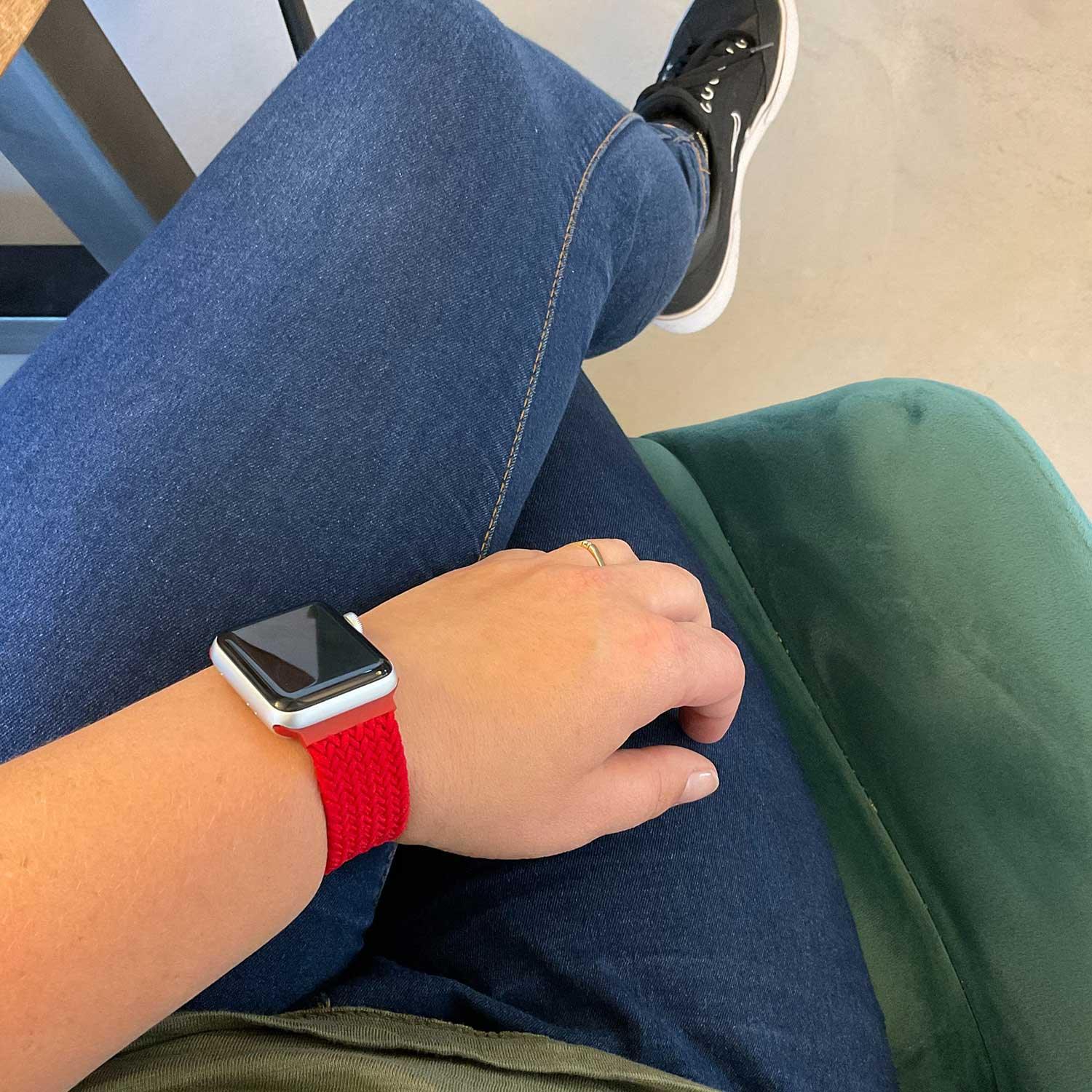 Apple Watch bandje - nylon - gevlochten solo - rood