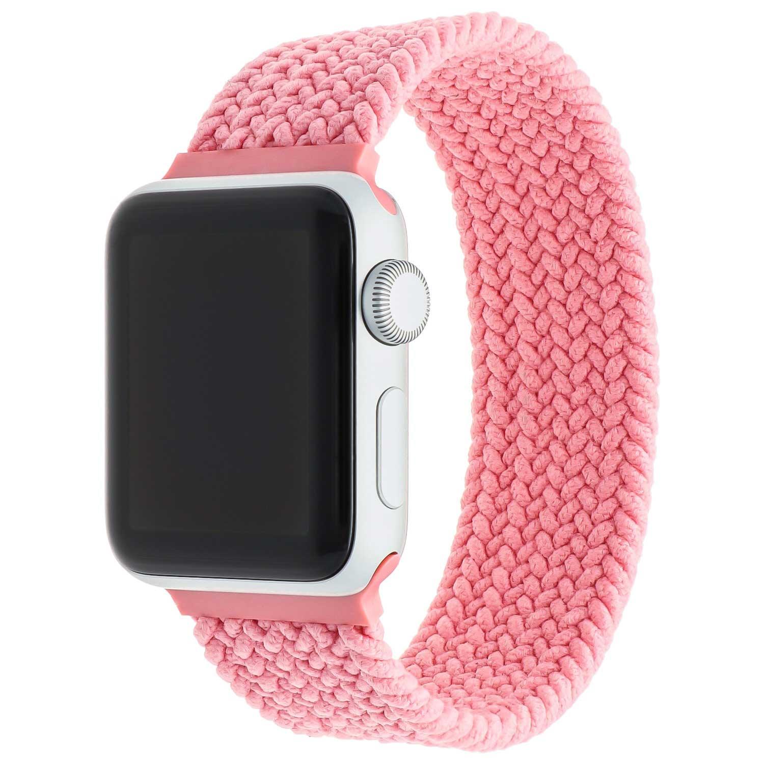 Apple Watch bandje - nylon - gevlochten solo - roze punch