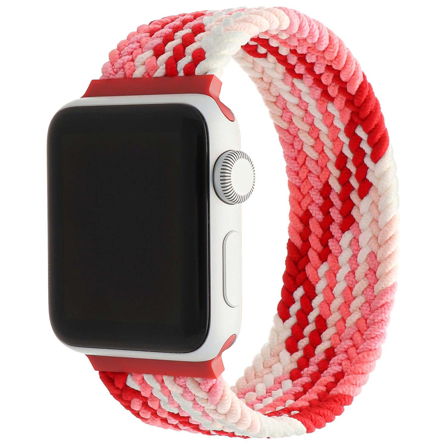 Apple Watch bandje - nylon - gevlochten solo - aardbei