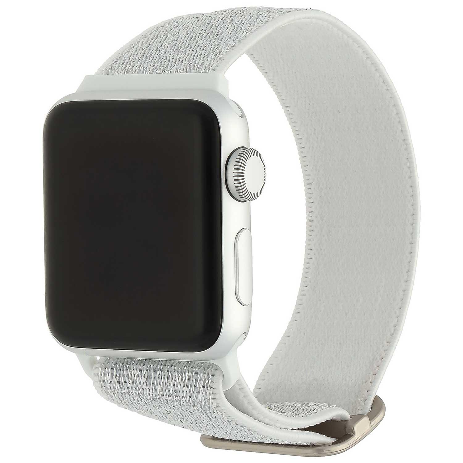 Apple Watch bandje - nylon - geweven gesp - glitter wit