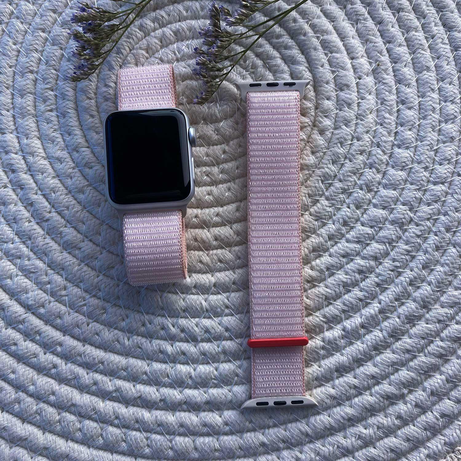 Apple Watch bandje Nexora - geweven - nylon - lichtroze