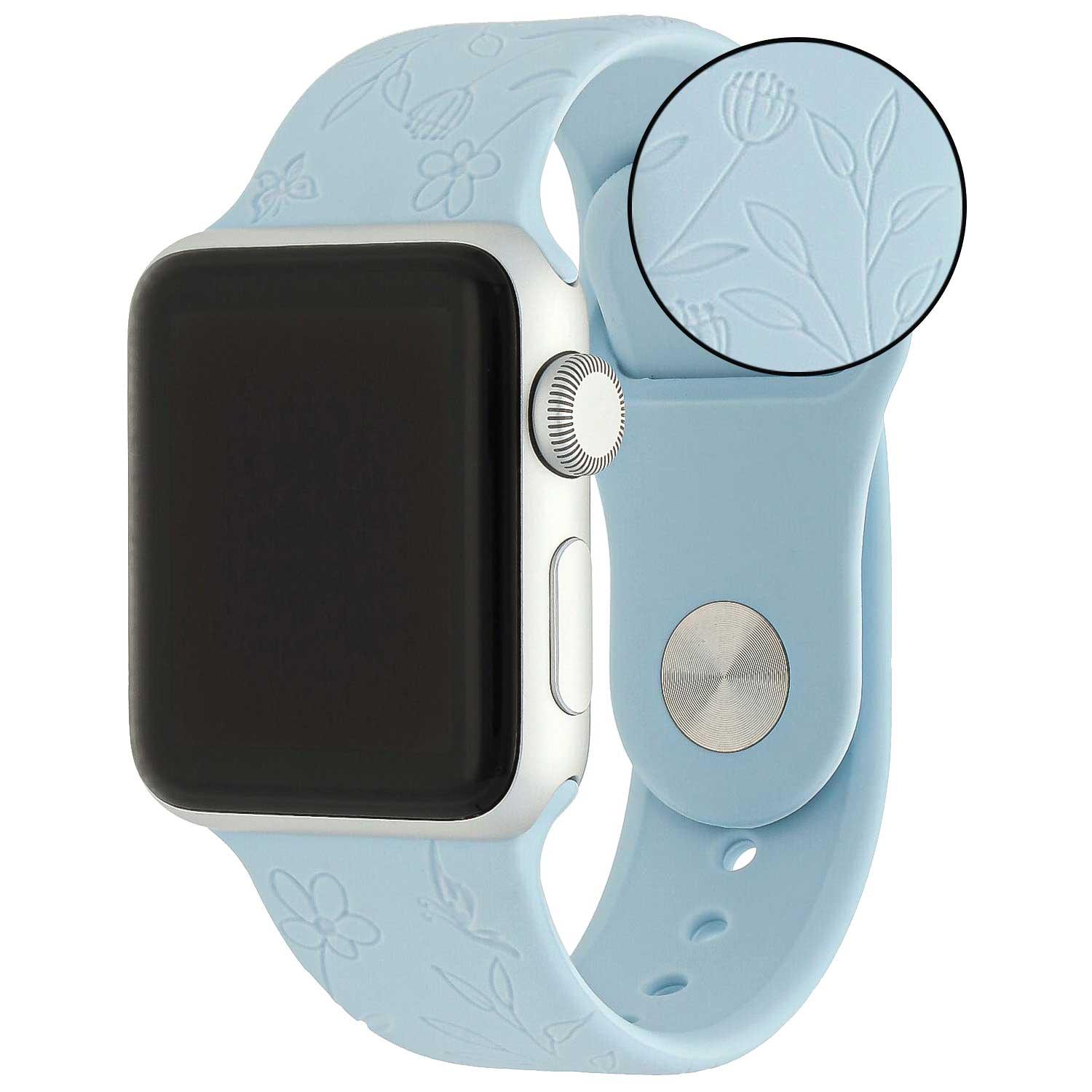 Apple Watch print bandje - siliconen - bloemen blauw