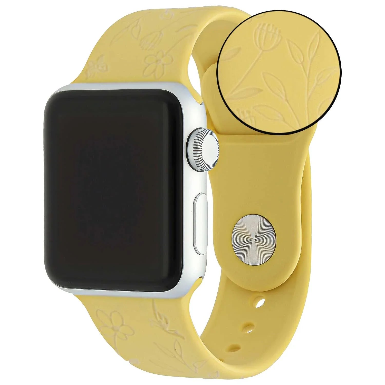 Apple Watch print bandje - siliconen - bloemen geel