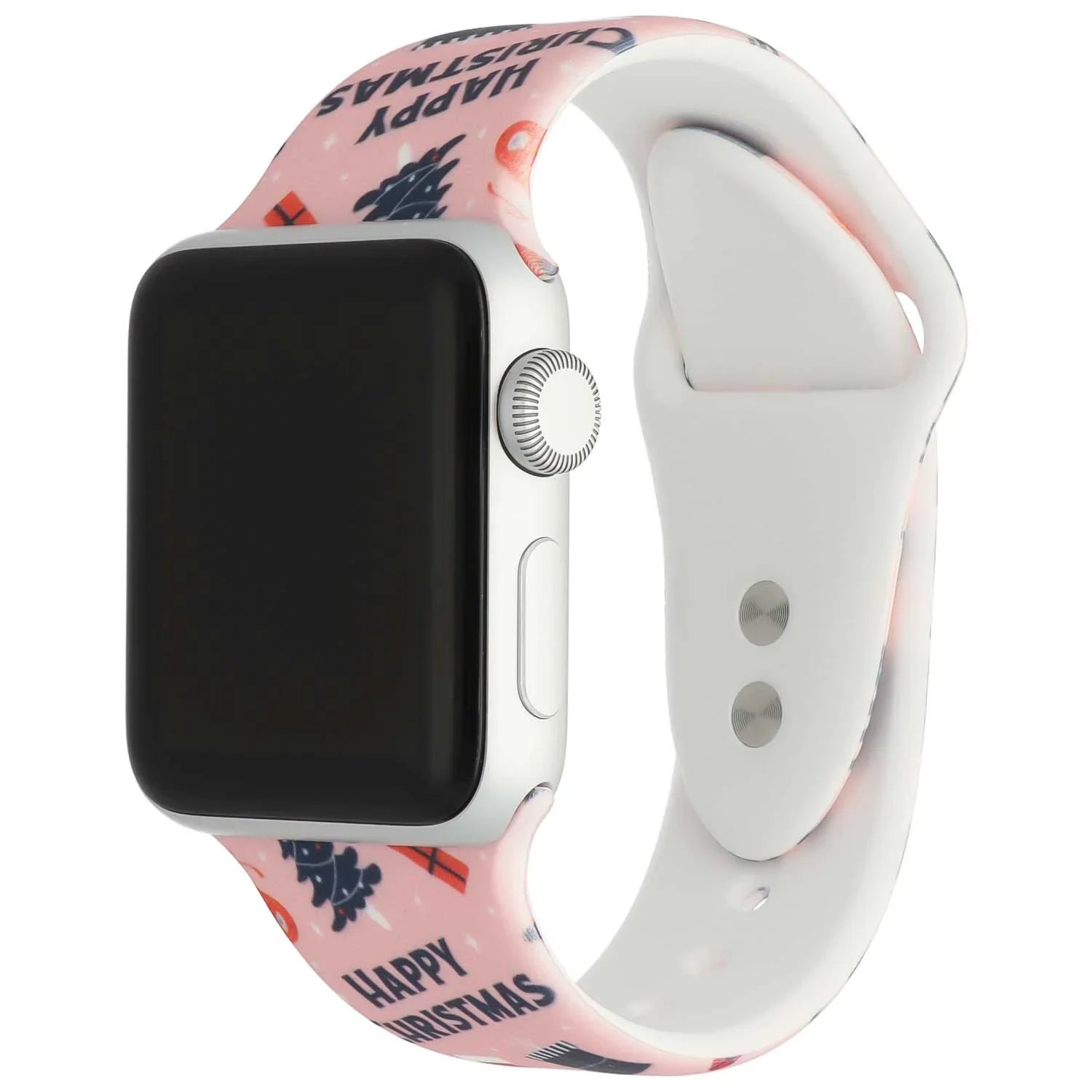 Apple Watch print bandje - siliconen - kerst - roze