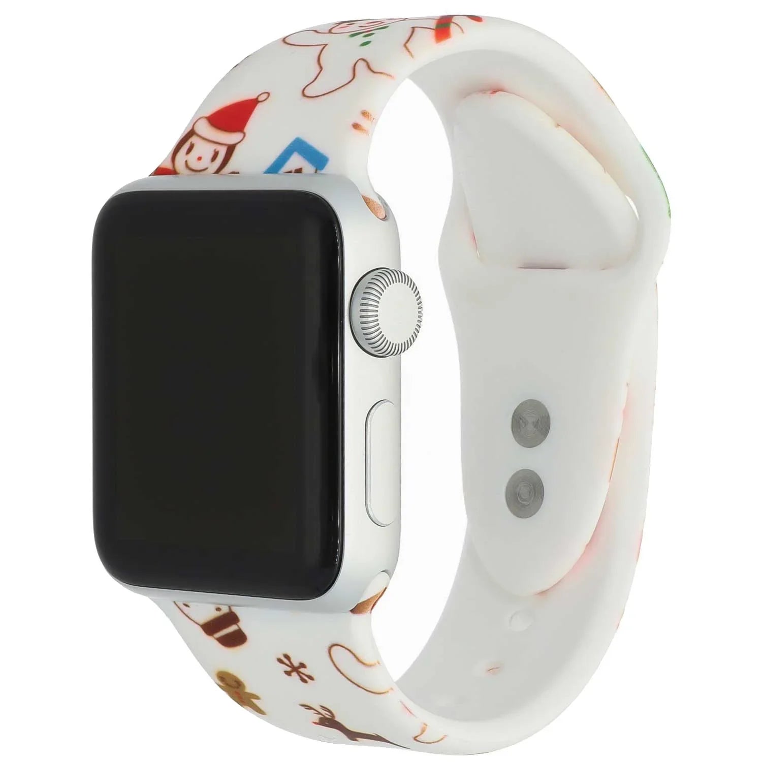 Apple Watch print bandje - siliconen - kerst - sneeuwpop wit
