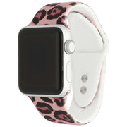 Apple Watch print bandje - siliconen - panter lichtroze