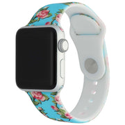 Apple Watch print bandje - siliconen - pioen lichtblauw