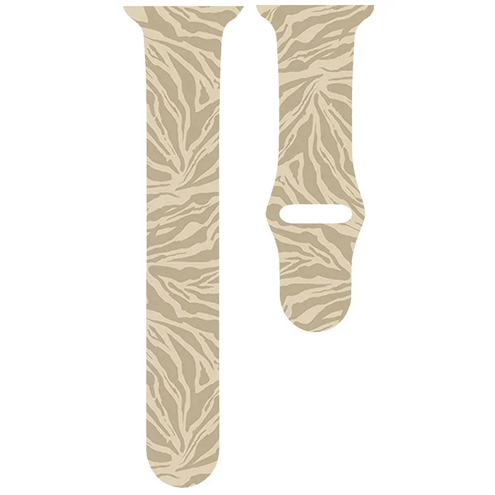 Apple Watch print bandje - siliconen - zebra beige
