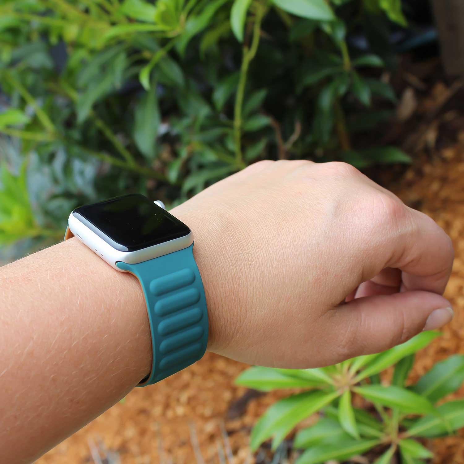 Apple Watch solo ribbel bandje - siliconen - malachiet groen