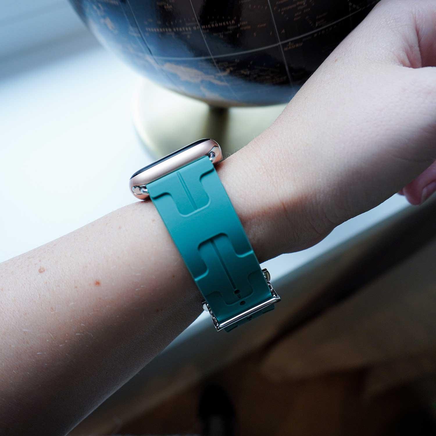 Bracelet Apple Watch Kilim - silicone - vert pin