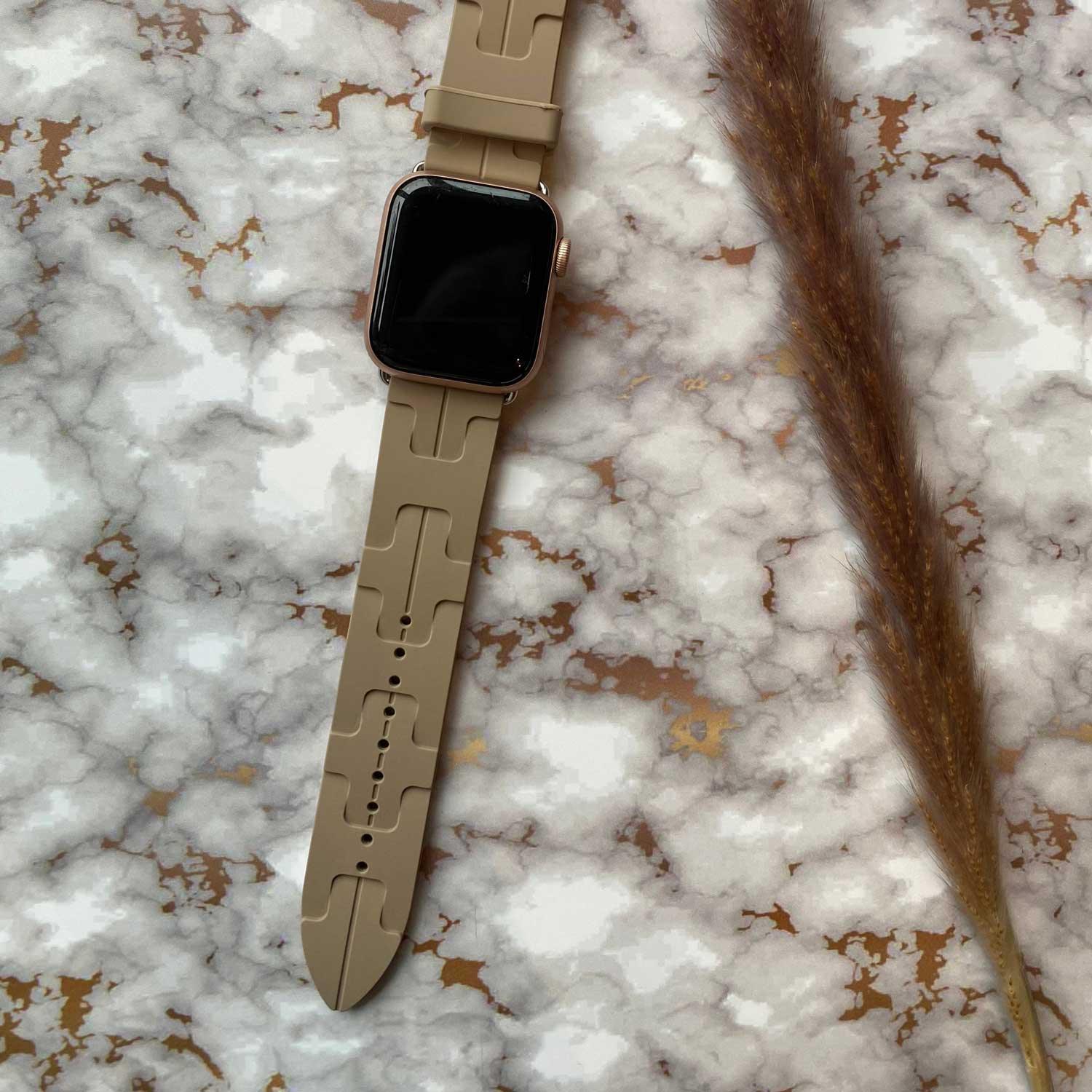 Bracelet Apple Watch kilim - silicone - noyer
