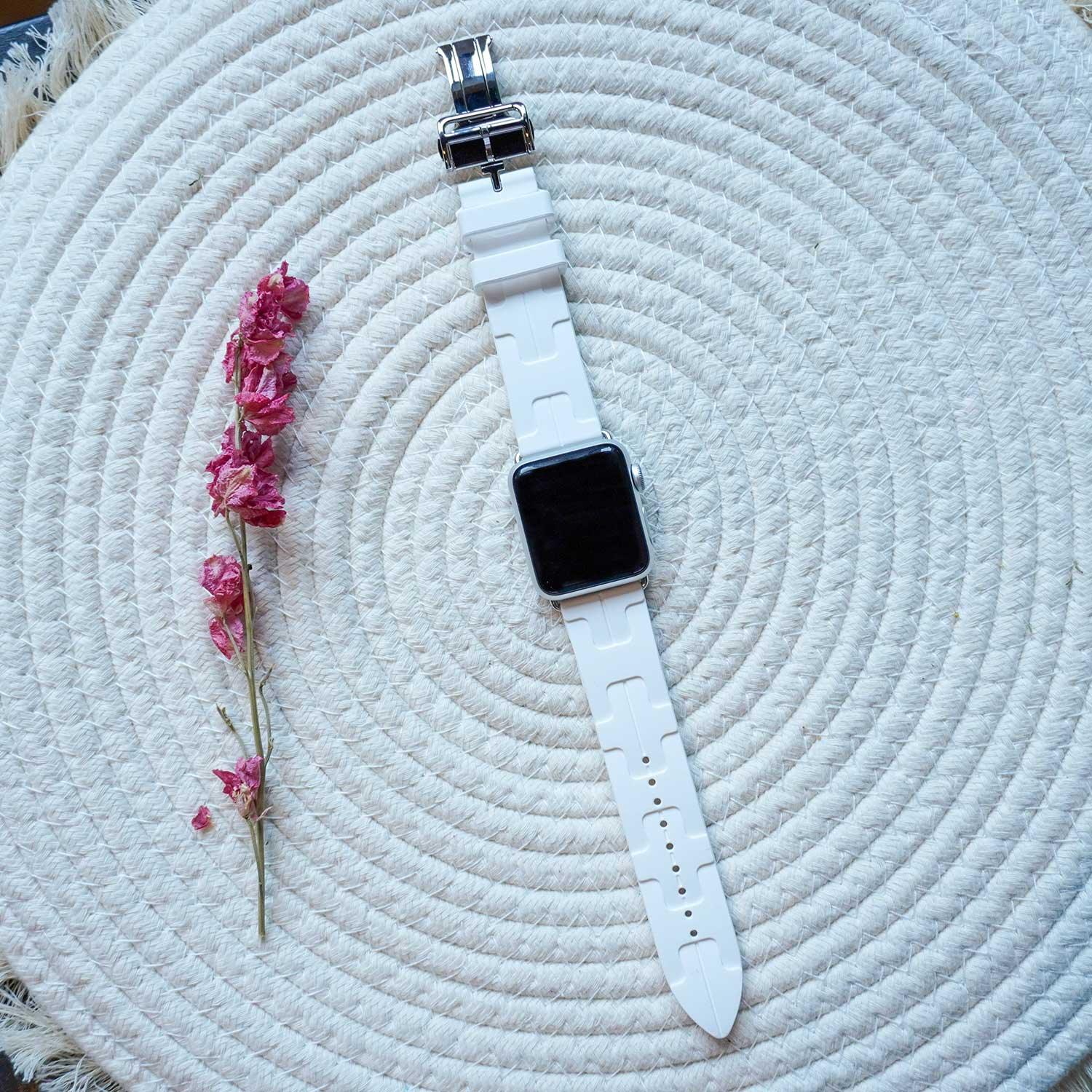 Apple Watch bandje kilim - siliconen - wit