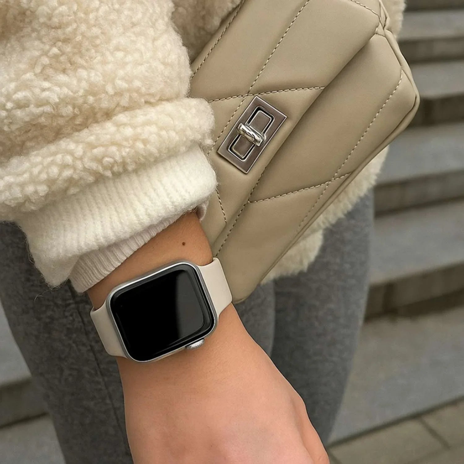 Bracelet Apple Watch Savro - silicone - marron pierre