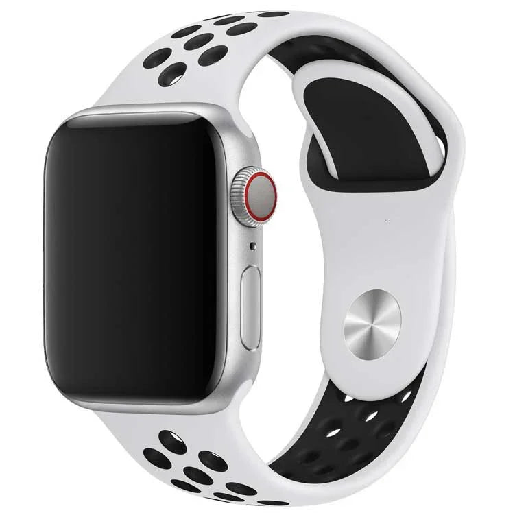 Bracelet Apple Watch Stryde - double - silicone - blanc noir