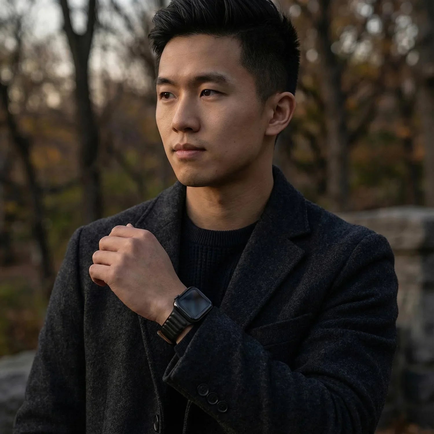 Apple Watch bandje - leer - solo - zwart