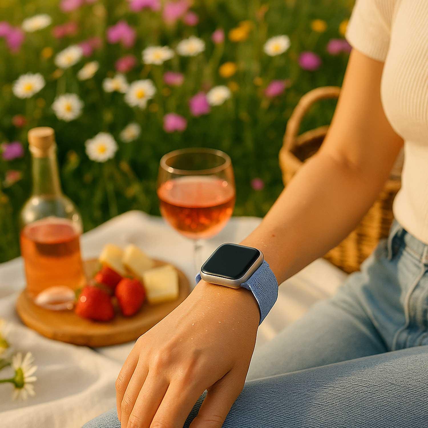 Apple Watch bandje Flyne - geweven - nylon - violetblauw