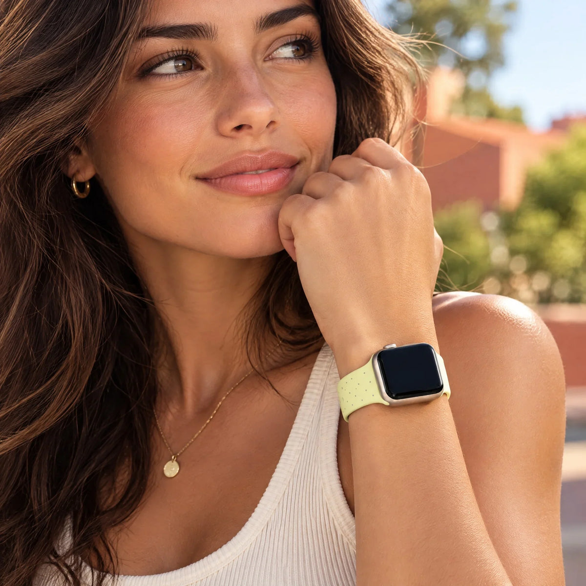 Bracelet Apple Watch Dots - silicone - Jaune