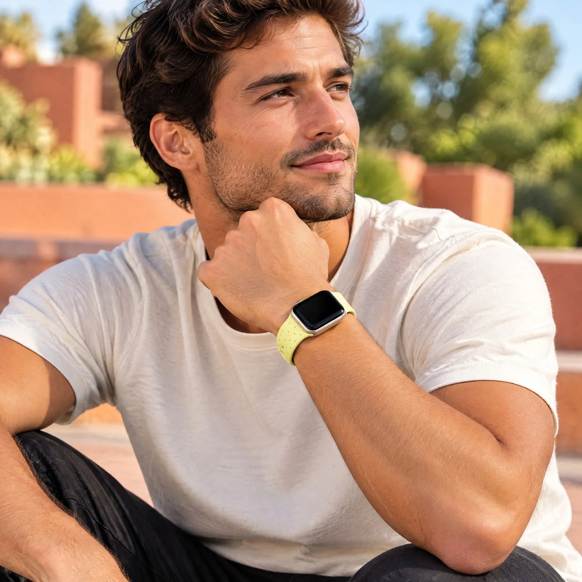 Bracelet Apple Watch Dots - silicone - Jaune